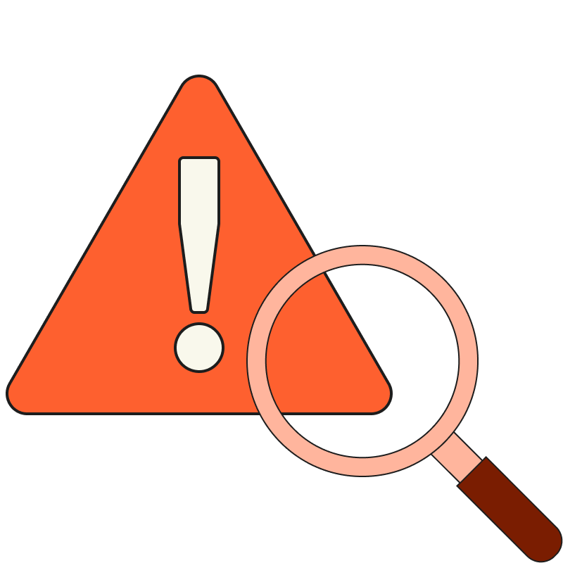 Alert icon with magnifying glass